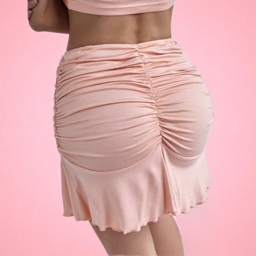 Ruched Booty Y2K Pink Skirt